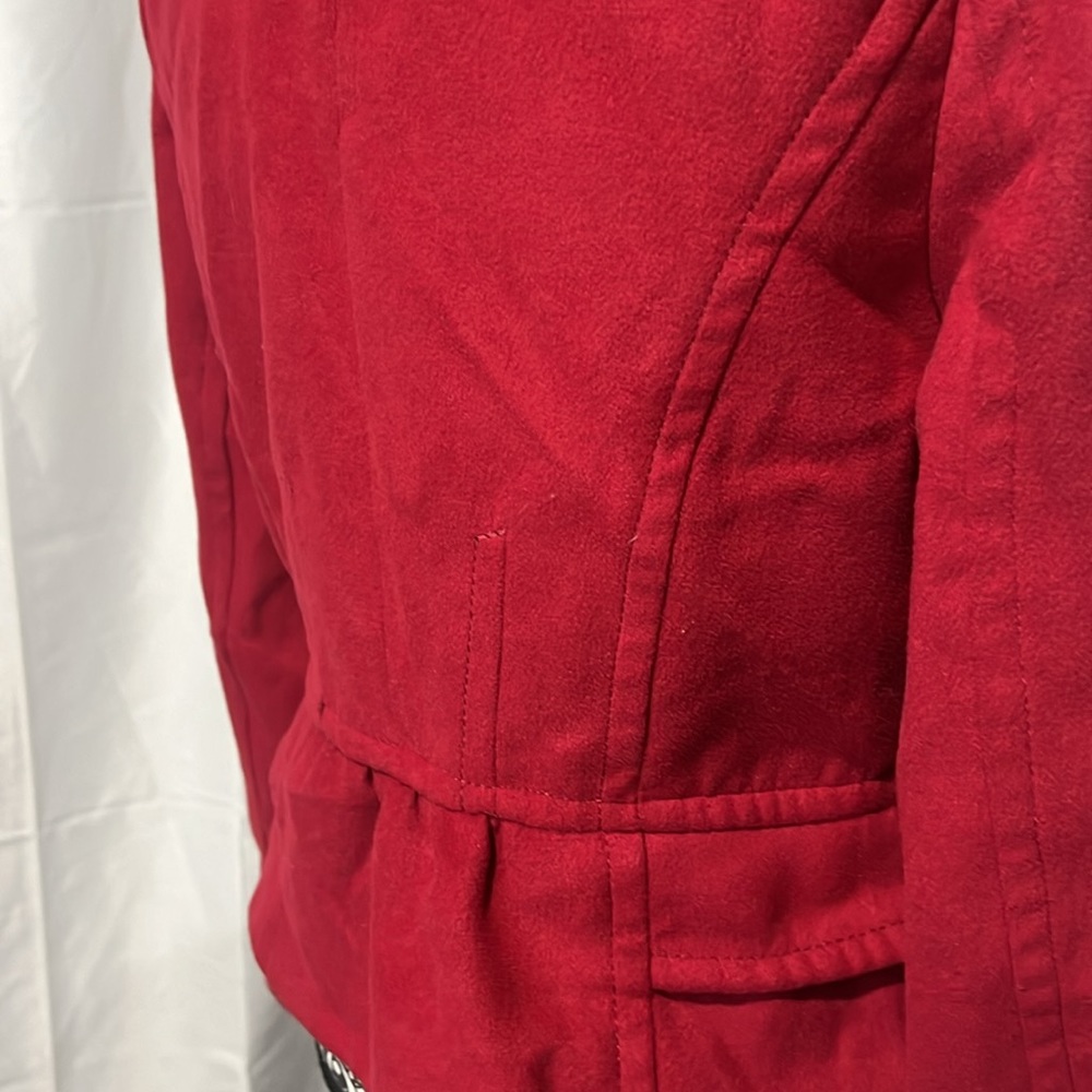 Express Red Collarless Jacket Blazer - image 4